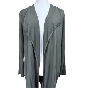 pure jill Women's Cardigan Sz M Green Open Front Long Soft Long Sleeves Pockets